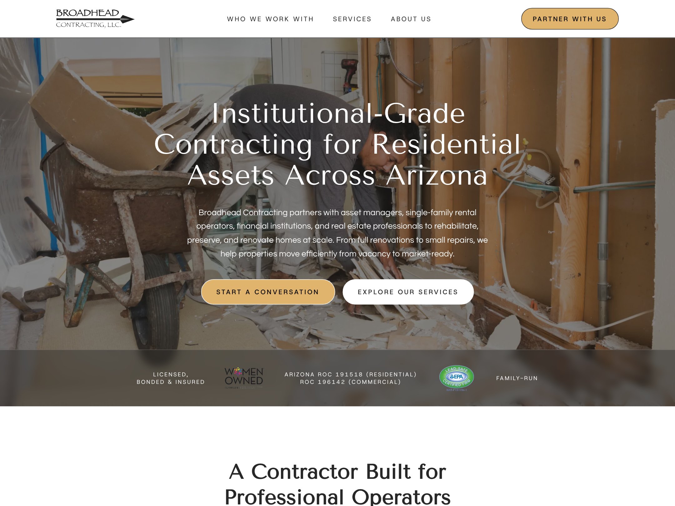 Broadhead Contracting website